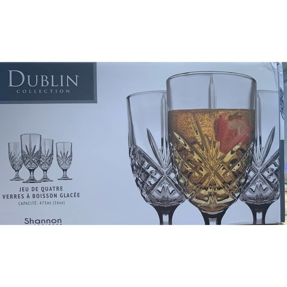 Godinger Dublin Iced Beverage Set of 4 16 Ounce Capacity - Picture 2 of 2